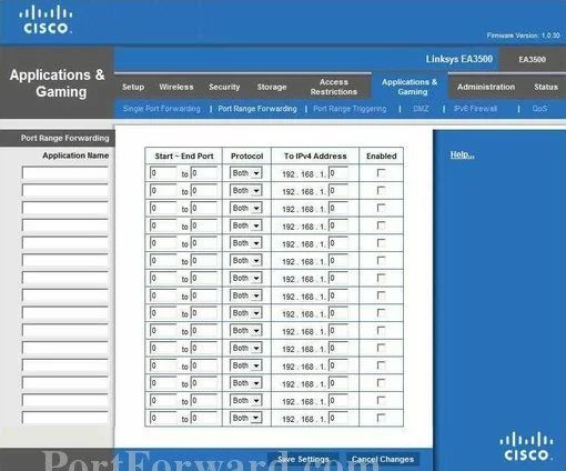 Cisco Linksys-EA3500 port forward