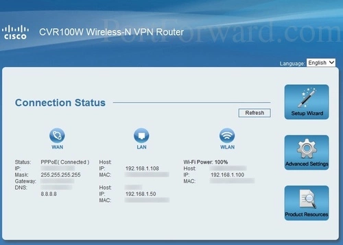 Cisco CVR100W Home