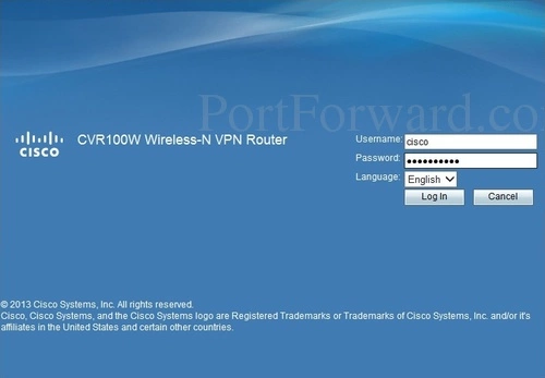 Cisco CVR100W Login