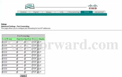 Cisco DPC2325 port forward