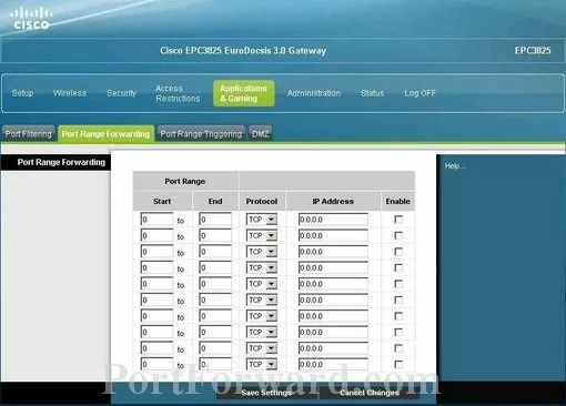 Cisco DPC3825 port forward