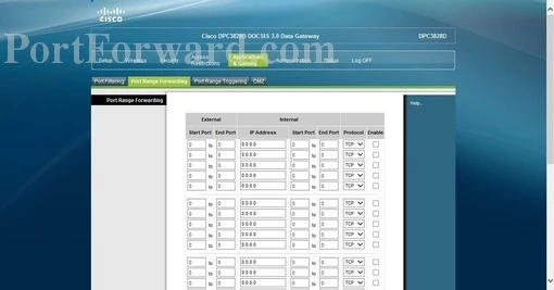 Cisco DPC3828D port forward