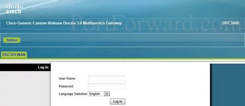 Cisco DPC3848 Login