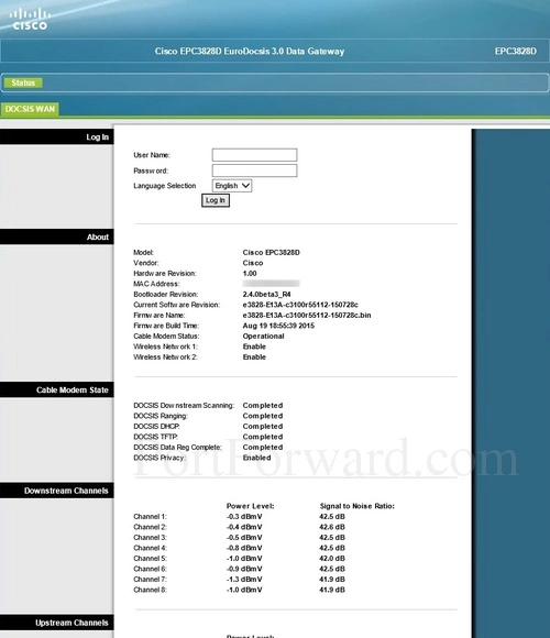 Cisco EPC3828D Login