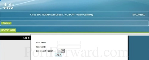 Cisco EPC3928AD Login