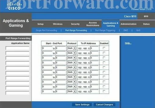 Cisco M10 port forward