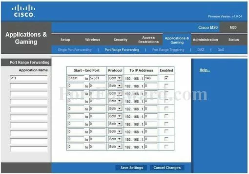 Cisco M20 port forward