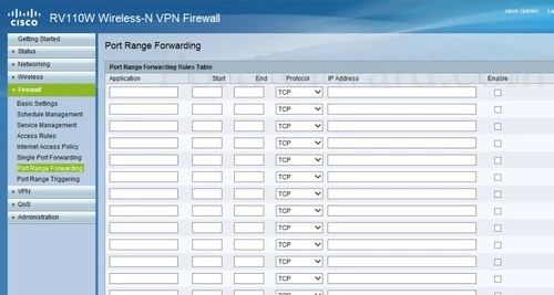 Cisco RV110W Port Range Forwarding