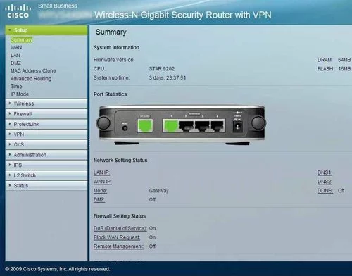 Cisco RVS4000 Setup - Summary