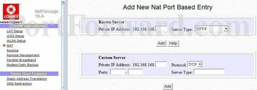 Compex NetPassage-16A port forward