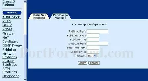 Comtrend CT-535 port forward