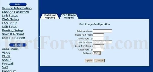 Comtrend CT-562 port forward