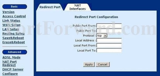 Comtrend CT-600 port forward