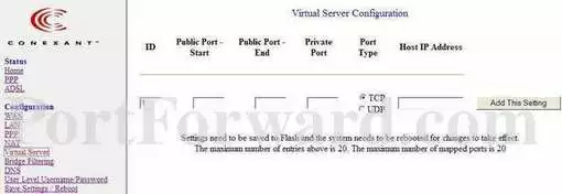 Conexant 4.1.0.21-f port forward