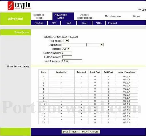 Crypto WF200 port forward