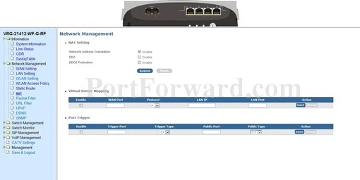 CTSystems VRG-21412-WF-G-RF port forward