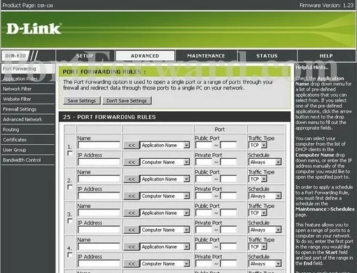 Dlink DIR-130 port forward