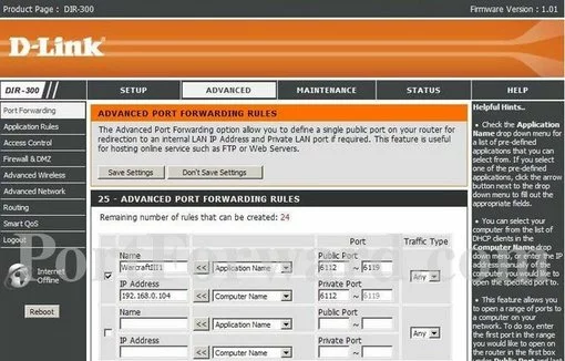 Dlink DIR-300 port forward