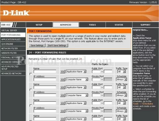 Dlink DIR-412 port forward