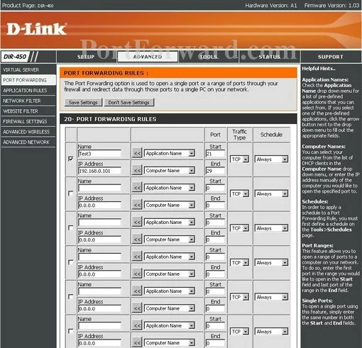 Dlink DIR-450 port forward