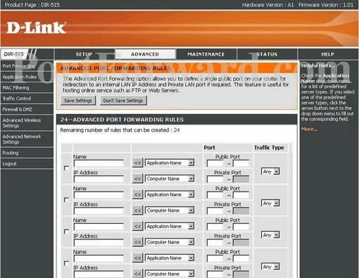 Dlink DIR-515 port forward