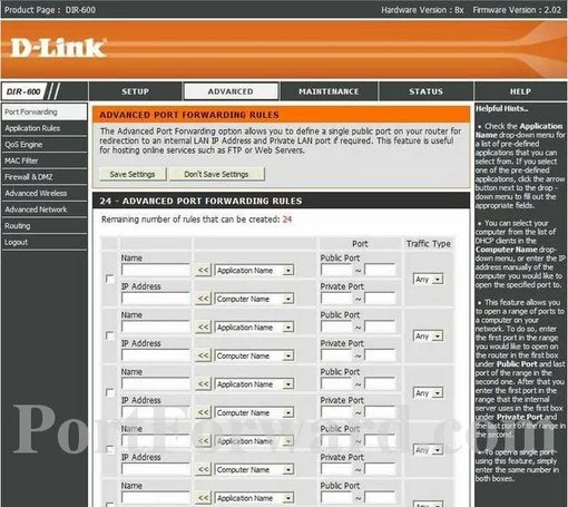 Dlink DIR-600 port forward