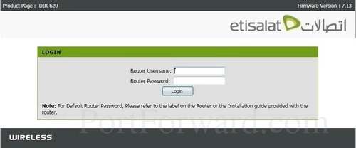 Dlink DIR-620 - Etisalat Login