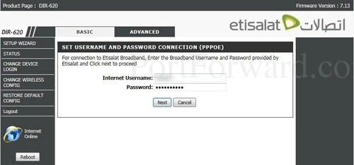 Dlink DIR-620 - Etisalat Setup Wizard