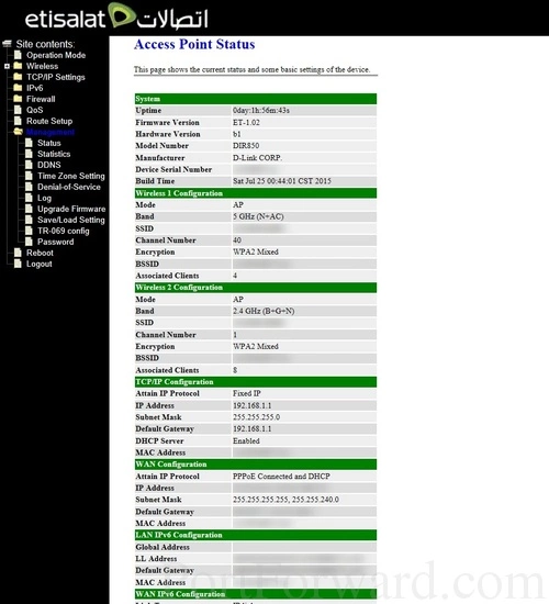 D-Link DIR-850 Access Point Status