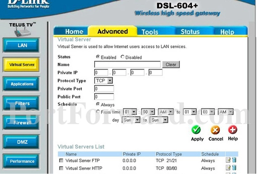 Dlink DSL-G624M port forward