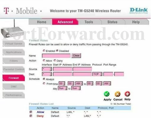 Dlink TM-G5240 port forward