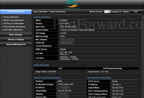 Dasan H640DW - Viettel System Information