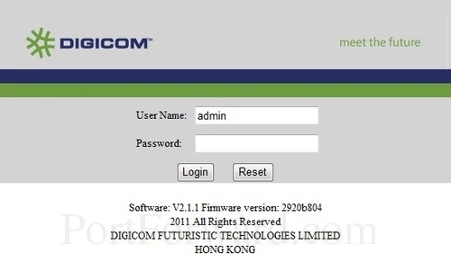 Digicom DG-5314T Login