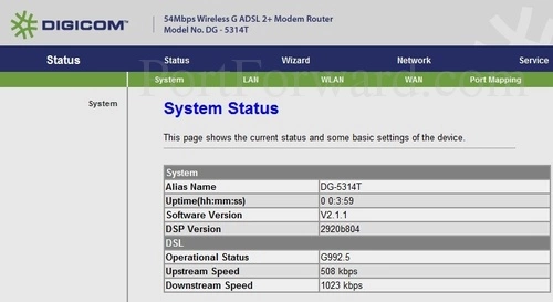 Digicom DG-5314T System Status