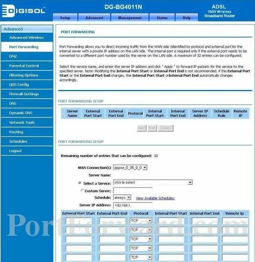 Digisol DG-BG4011N port forward