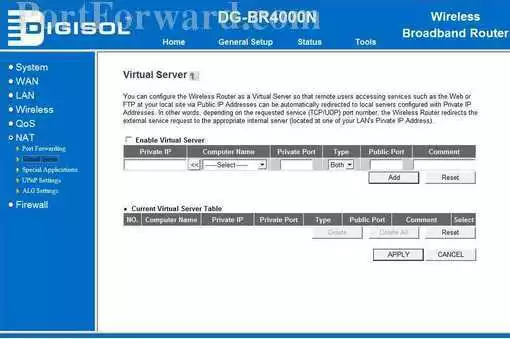 Digisol DG-BR4000N port forward