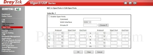 DrayTek Vigor2132FVn Open Ports Edit