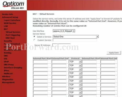 DSLink 485 port forward