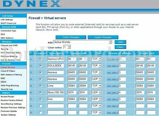 Dynex DX-WEGRTR port forward