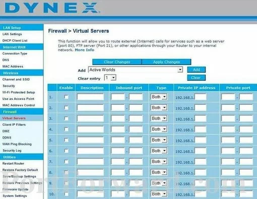 Dynex DX-WGRTR port forward