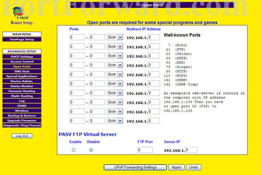 E-Tech RTVP03 port forward