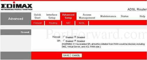 Edimax AR-7064G+A Firewall