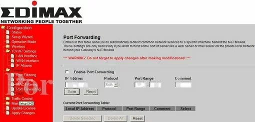 Edimax EW-7209APG port forward