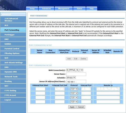 Energy Imports VB204W Port Forwarding