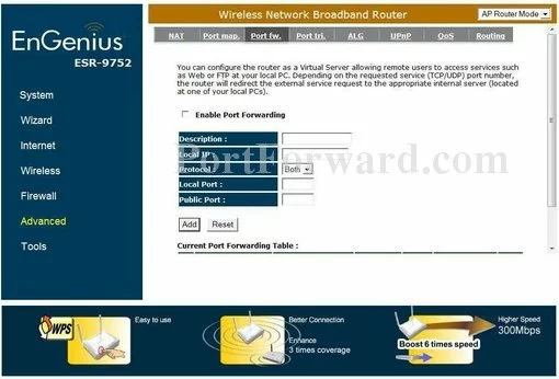 EnGenius ESR-9750G port forward