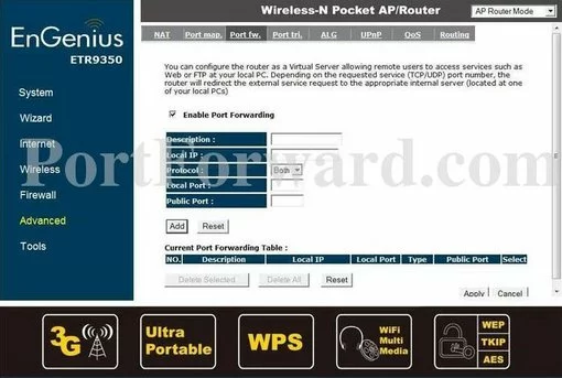 EnGenius ESR9350 port forward