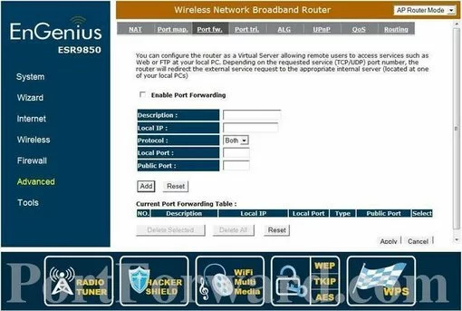 EnGenius ESR9850 port forward