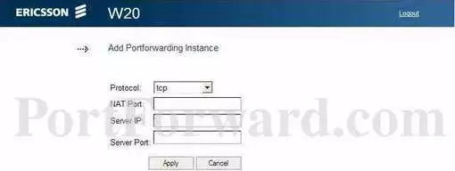 Ericsson W20e port forward