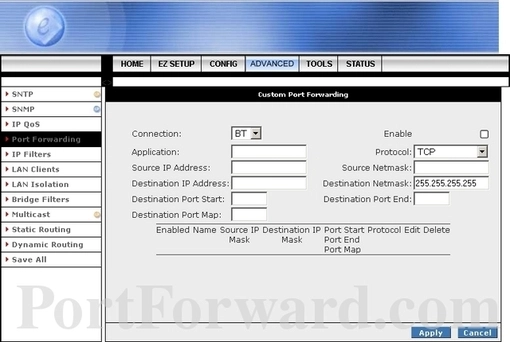 Etec 845G port forward