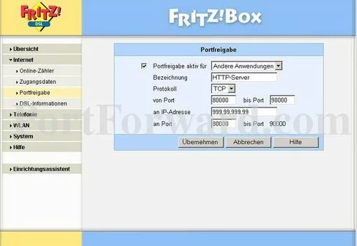 FRITZ WLAN3030 port forward